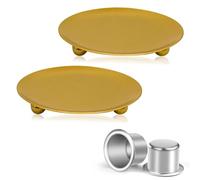 AYNKH Ensemble de Chandeliers de Pilier de Deux pièces, Vintage métal Or Plaque de Fer Porte - Bougie Plateau Accueil Spa Partie Mariage prière décoration, Thanksgiving Noël créatif Bougie Tasse