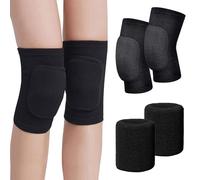 AYNKH Ensemble de soutien des genoux et des poignets, 1 paire de genouillères élastiques + 1 paire de poignets, manches respirantes Volleyball Football Yoga tennis vélo Soft stand