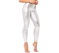 AYNKH Femmes Metallic Silver leggings Taille Haute Brillant nine Pants Disco robe de carnaval pour cosplay ball Party pour les filles femmes
