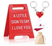 AYNKH Idée Cadeau Saint Valentin, Figurine Romantique I Love You avec Mini Panneau Décoratif, Porte-Clés Cœur Brique Rouge Inclus avec Sac Cadeau et Carte,Cadeau Amusant pour Déclaration d’Amour