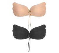 AYNKH Invisible Bretelles Femmes sans Dos Soutien - Gorge 2 Pièces Cordon Réutilisable Peau Pro Collant Silicone Rembourrage Party Bar Mariage Plage Usure Quotidienne (D Cup)