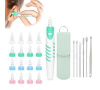 AYNKH Kit d'extraction du cérumen avec 16 embouts en silicone doux, 6 embouts en acier inoxydable et un sac portable pour les enfants et les adultes