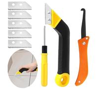 AYNKH Lot de 7 râteaux à joints professionnels pour nettoyer les joints - Couteau de scie à main avec 5 accessoires de rechange supplémentaires - Scie coudée pour le nettoyage du carrelage