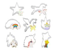 AYNKH Lot de 8 emporte-pièces licorne en acier inoxydable avec arc-en-ciel, météore, poney pour biscuits, sandwichs, fromage, crêpes
