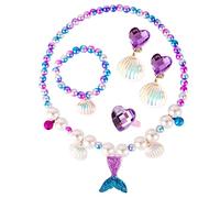 AYNKH Meerjungfrau Prinzessin Dress Up Set, Party Dekorationen Halloween Kostüm Zubehör Geburtstagsgeschenk, Kinder Schmuck Sets beinhalten Halskette Armband Ring Ohrringe für Mädchen