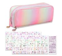 AYNKH Pochette à Crayons Esthétique avec Compartiments - Sticker, Peinture en Diamant Faite à la Main, Rose - Cadeau d'Anniversaire pour Fille de 4 à 12 Ans