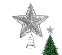 AYNKH Pointe Sapin de Noël Étoile Glitter Christmas Tree Topper Decoration Christmas Tree Star Decorations Reusable,Glitter Star Festive Christmas Tree Decor for Holiday (Argent)