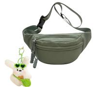 AYNKH Sac à Bandoulière, Pendentif de Poupée, Banane en Tissu Oxford, Petit Sac Croisé, Poitrine, Banane de Sport Homme et Femme, Adapté aux Voyages en Plein Air, Course à Pied, l'Ecole (Vert)