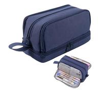 AYNKH Special Trousse Large Capacity Pencil with 4 Compartments for Girls Boys,Stationery Organiser,Office Makeup Bag Portable Trousse Scolaire for Teenage Adult Women Men,School Supplies (Navy Blue)