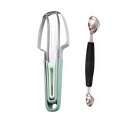 AYNKH Trancheuse à pastèque 3 en 1 en acier inoxydable amélioré,1pc Coupeur de melon d'eau+1pcExcavateur de boulespour les fêtes de famille d'été Camping