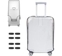 AYNKH Transparente Housse de Valise Protection étanche Réutilisable,1 Pièce 28 Pouce Housse de Valise en PVC Transparent+11 Pièces Enjoliveurs Roue Bagage