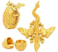 AYNKH Œufs de Dragon imprimés en 3D avec Dragon à l'intérieur, Figurine en Cristal entièrement articulée avec Ailes détachables pour Enfants, Adolescents, garçons et Filles (doré)