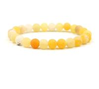 Ayoiow 8mm Naturel Weathered Hommes Pierre Bracelet Jaune Bracelet De Perles 19cm