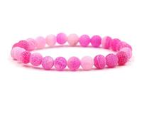 Ayoiow 8mm Naturel Weathered Hommes Pierre Bracelet Rose Rouge Bracelet De Perles 19cm