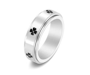 Ayoiow Bague Acier Inoxydable Femme, Trèfle fileuse Argenté, Taille 65
