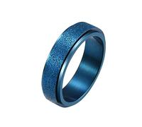 Ayoiow Bague Acier pour Femme, Bleu Bague Mariage Anneau Fidget Spinner Givré Coloré Bague Taille 61.5