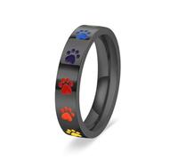 Ayoiow Bague De Promesse Bracelet fin à motif de patte arc-en-ciel Acier inoxydable, Noir, Taille 62