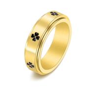 Ayoiow Bague Femme Acier Inoxydable, Trèfle fileuse Doré, Taille 49