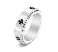 Ayoiow Bague Femme Trèfle fileuse Acier inoxydable, Argenté, Taille 52