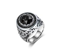 Ayoiow Bague Fiançailles Couple Homme, Pierres Précieuses Vintage Bague Breloque Acier Inoxydable Pas De Pierre Précieuse, Taille 57-70