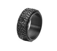 Ayoiow Bague Rotative Homme, Acier inoxydable Pneu à bande de roulement en relief à large hélice Noir, Taille 60