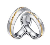 Ayoiow Bagues en Acier Inoxydable Femme Deux Tons Argent Or Alliance Mariage Homme