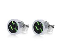 Ayoiow Boucle D'Oreille Hommes Aimant, Bijoux Homme Incrustation en Fibre de Carbone Acier Inoxydable Pas De Pierre Précieuse, Vert