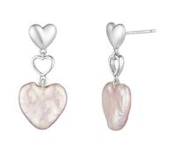 Ayoiow Boucle D'Oreille Pendante, Perle en Forme de Cœur Boucles D'Oreilles Femme Pendantes Argent Sterling 925 Pas De Pierre Précieuse, Argent