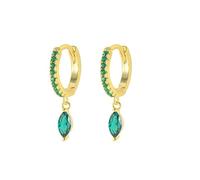 Ayoiow Boucles D'Oreilles Argent 925 Femme, Vert Diamants Marquises De Couleur Boucles D'Oreilles Femme Mariage