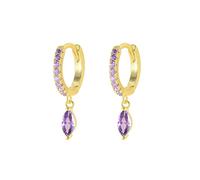Ayoiow Boucles D'Oreilles En Argent 925, Violet Diamants Marquises De Couleur Boucles D'Oreilles Argent Femme
