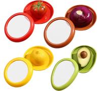Ayolofei 4PCS Boîtes de Rangement pour Fruits et Légumes, Réutilisables Boite Fraicheur Frigo en Silicone avec Couvercle pour Foronion, Citron, Avocat, Tomate, Légumes