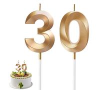 AYONG Bougies pour 30e Anniversaire, Bougie Numéro 30, Bougie D'anniversaire pour Gâteau Dorées, 3D Bougies Diamant Décoration de Topper pour Anniversaire 30 Ans Mariage Cérémonies Fournitures