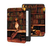 Ayotu Étui pour 6" Kindle 11e Génération 2024/2022 (Modèle: RS23CV/C2V2L3), Smart Cover en Cuir PU Coloré avec Réveil/Veille Automatique, La Bibliothèque