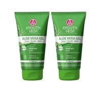 Ayouthveda Gel d'aloe vera | Gel multi-usage pour le visage, le corps et les cheveux | Formule hydratante non grasse à l'essence de neem, tulsi et concombre | Calme les coups de soleil et favorise un