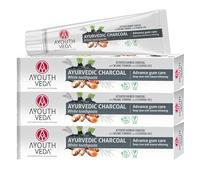 Ayouthveda Lot de 3 dentifrices au charbon actif sans fluorure - Dentifrice au charbon sans fluorure pour des dents blanches éclatantes, nettoyage doux avec dentifrice noir, soin dentaire naturel - 3