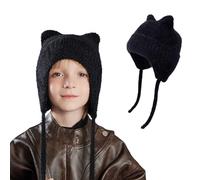 AYPOW Adorables Oreille de Chat Chaud Tricot Bonnet Enfants 3-12 Ans, Hiver Thermique Coupe-Vent Doux pour La Peau Confortable Earflap Chapeau, Élastique Cache-Oreilles Casquette pour Fille Garçon