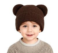 AYPOW Bébé Filles Garcons Bonnet avec Mignon Ours Oreilles pour 0-36 Mois,Enfant Doux Chaud Coupe-Vent Tricoté Hiver Chapeau, Élastique Cache-Oreilles Casquettes pour Activités en Plein Air