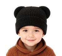 AYPOW Bébé Filles Garcons Bonnet avec Mignon Ours Oreilles pour 0-36 Mois,Enfant Doux Chaud Coupe-Vent Tricoté Hiver Chapeau, Élastique Cache-Oreilles Casquettes pour Activités en Plein Air