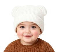 AYPOW Bébé Filles Garcons Bonnet avec Mignon Ours Oreilles pour 0-36 Mois,Enfant Doux Chaud Coupe-Vent Tricoté Hiver Chapeau, Élastique Cache-Oreilles Casquettes pour Activités en Plein Air