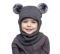 AYPOW Bonnet Cagoule Chaud d'Hiver pour Bébé Enfant de 1 à 6 Ans, Ensemble Chapeau Écharpe Multifonction Thermique Coupe-Vent pour Filles Garçons Tout-Petits, Chapeaux Masque Tricoté Doublé en Polaire