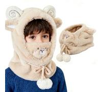 AYPOW Cagoule d'hiver Polaire Thermique pour Enfants 3-8 Ans,Multifonction Réglable Coupe-Vent Animal Bonnet Masque de Ski avec 3D Oreilles,Casquette Cache-Cou Tour de Cou pour Garçons Filles