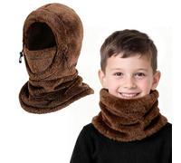 AYPOW Cagoule d'hiver Thermique pour Enfants 3-9 Ans, Multifonction Coupe-Vent Réglable Masque de Ski, Bonnet en Polaire Chaude, Casquette Cache-Cou Tour de Cou écharpe pour Garçons Filles Plein Air