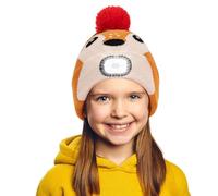 AYPOW Enfants LED Bonnet Chapeau Lumineux, Casquette de Lampe Frontale LED Rechargeable par USB, Chapeaux éclairée en Tricot Chaud d'hiver, Gradable Amovible, Cadeaux de Noël pour Garçons et Filles