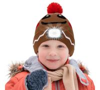 AYPOW Enfants LED Bonnet Chapeau Lumineux, Casquette de Lampe Frontale LED Rechargeable par USB, Chapeaux éclairée en Tricot Chaud d'hiver, Gradable Amovible, Cadeaux de Noël pour Garçons et Filles