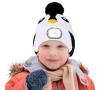 AYPOW Enfants LED Bonnet Chapeau Lumineux, Casquette de Lampe Frontale LED Rechargeable par USB, Chapeaux éclairée en Tricot Chaud d'hiver, Gradable Amovible, Cadeaux de Noël pour Garçons et Filles