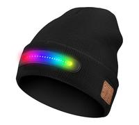 AYPOW Fashion LED Bonnet Bluetooth avec Lumière LED,Bonnet Tricoté Musical sans Fil avec Haut-Parleurs Stéréo & Micro,Rechargeable USB Running Camping Chapeau Lumineux, Cadeaux Techn Hommes Femmes
