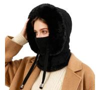AYPOW Hiver Chaud Tricoté Bonnet Et Ensembles De Cache-Cou Femme, Balaclava Coupe-vent Chaud éCharpe à Capuche Chapeaux Avec Doublure Polaire Cagoule Masque Facial Pour Les Sports De Plein Air