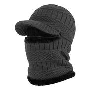 AYPOW Winter Bonnet Balaclava en Tricot avec Cache-Cou Flexible, Masque Unisexe Coupe-Vent Ski Chaud pour Sports de Plein Air - Noir