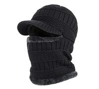 AYPOW Winter Bonnet Bonnet Balaclava en Tricot avec Cache-Cou Flexible, Masque Unisexe Coupe-Vent Ski Chaud pour Sports de Plein Air - Noir