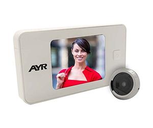 AYR 752 Judas numérique de porte avec écran LCD de 3,2" blanc et chrome